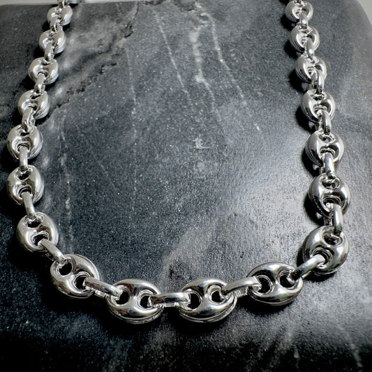 Puffed Anchor Chain in Sterling Silver | 6.5mm Wide