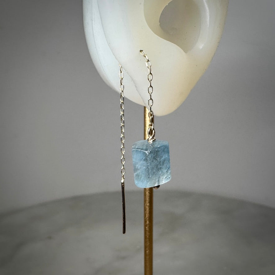 Aquamarine Threader Earring