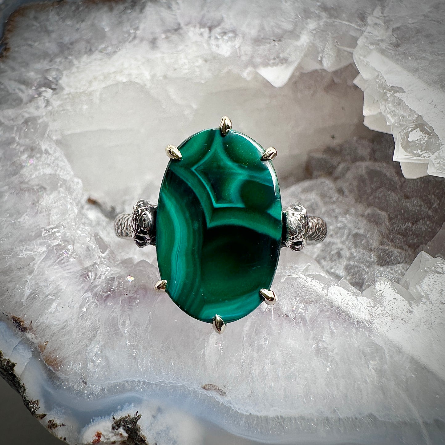 Malachite Snake Bite Ring