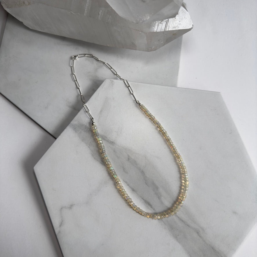 Faceted Ethiopian Opal Necklace