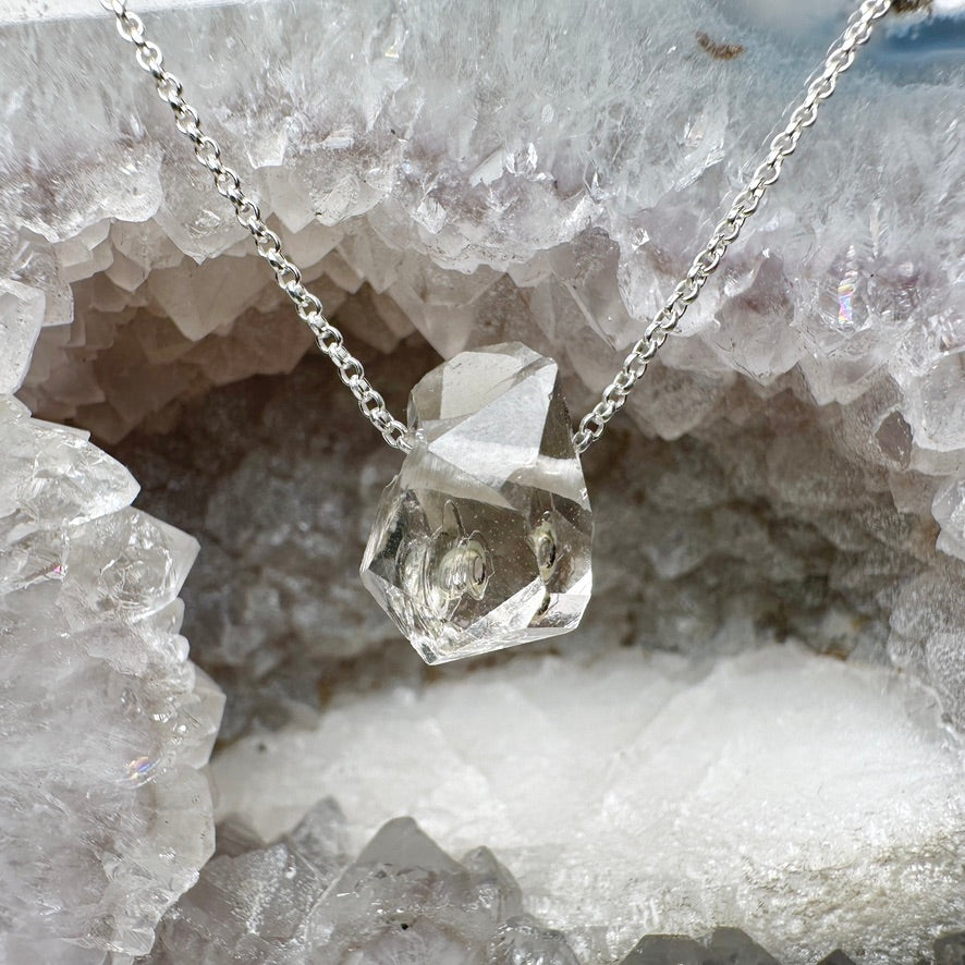 Quartz Crystal Floating Necklace | Sterling Silver