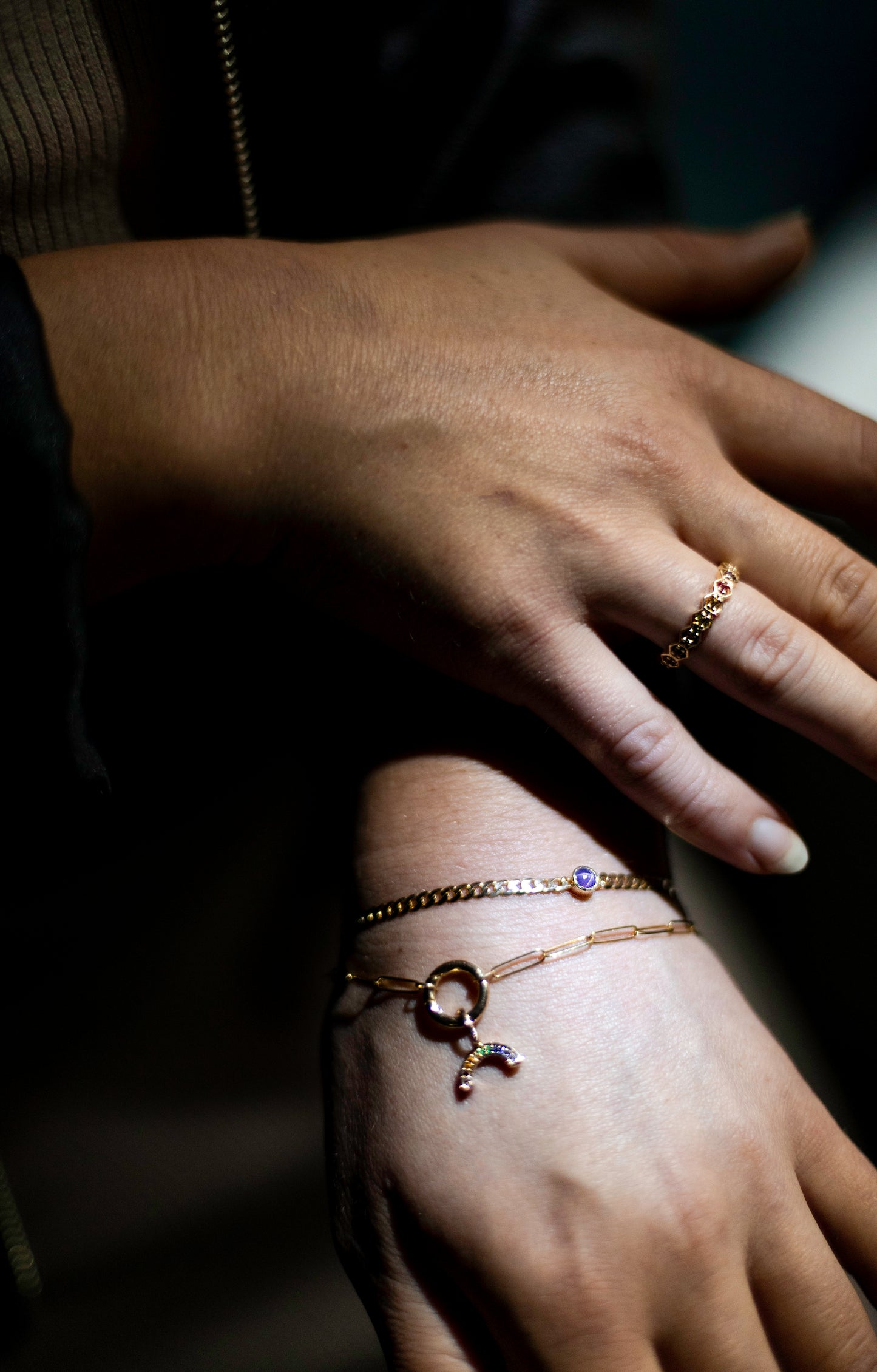 Pink Star Sapphire Curb Chain Bracelet | 14k Yellow Gold