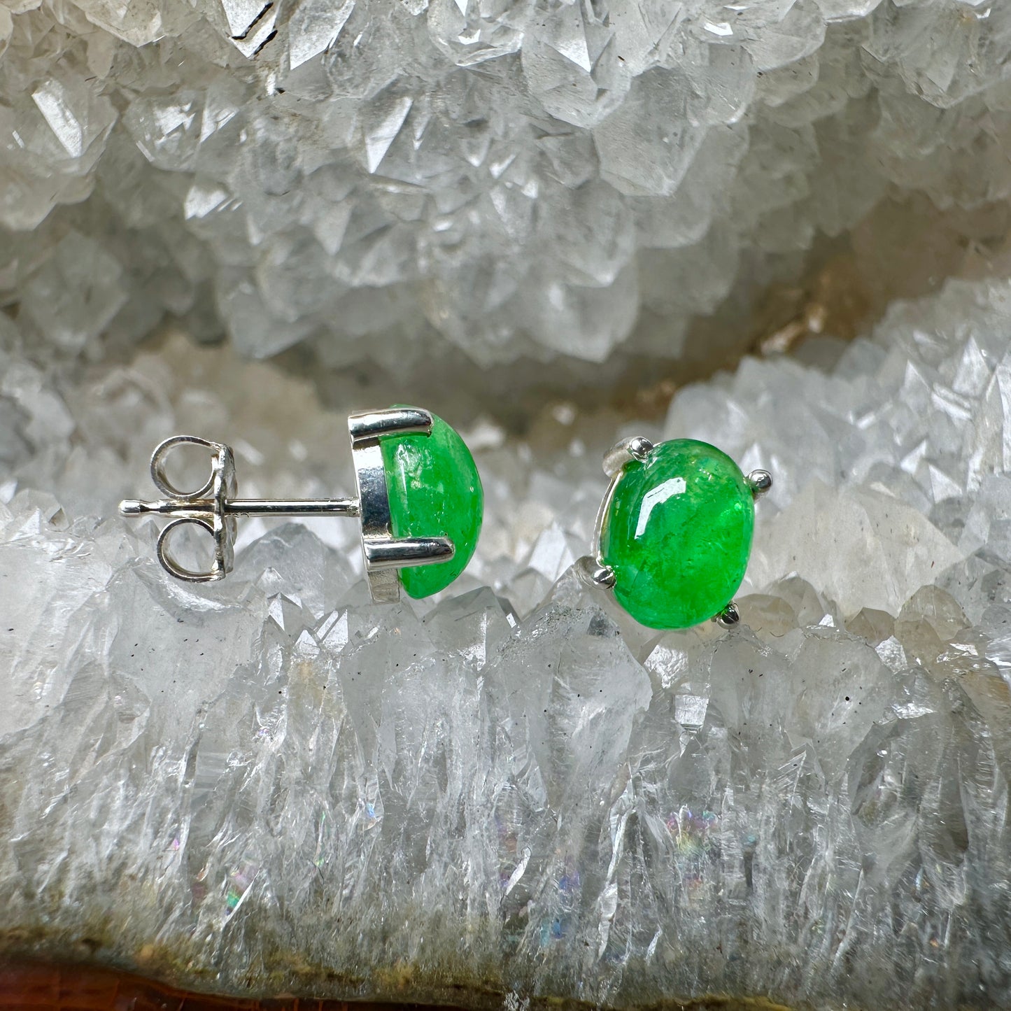 Tsavorite Garnet Stud Earrings | Sterling Silver