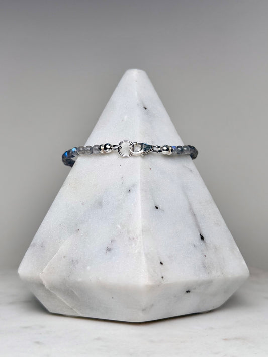 Labradorite Beaded Bracelet | Sterling Silver
