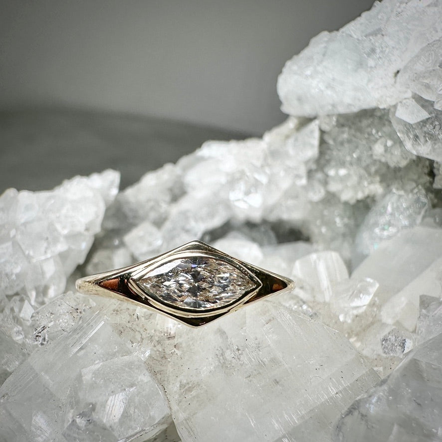 Marquise Diamond Ring in 14k Yellow Gold