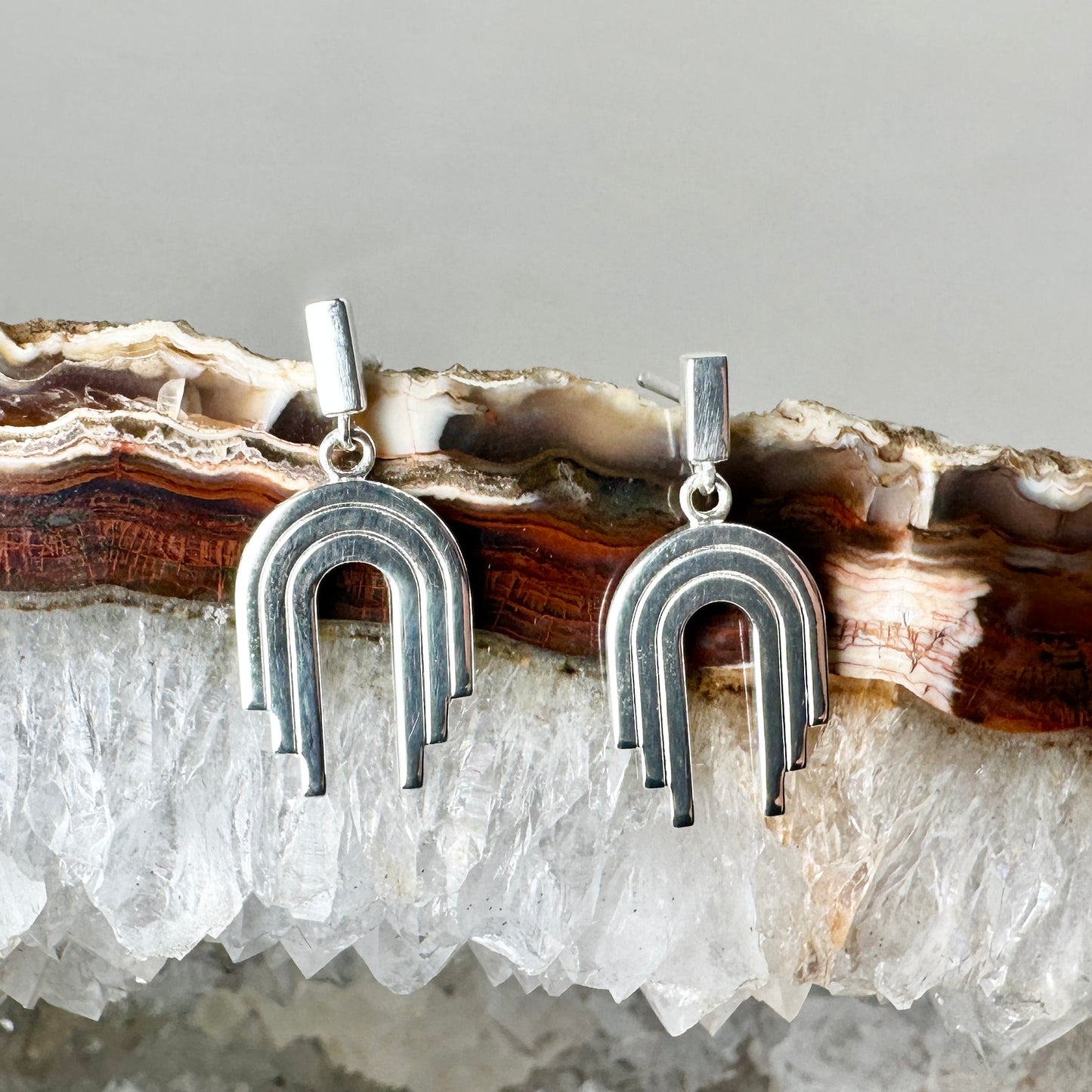 Geometric Rainbow Dangle Earrings | Sterling Silver