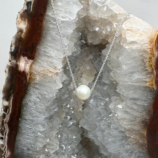 Freshwater Pearl Floating Necklace | Sterling Silver