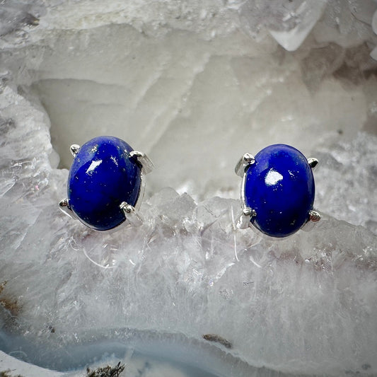 Lapis Lazuli Stud Earrings | Sterling Silver