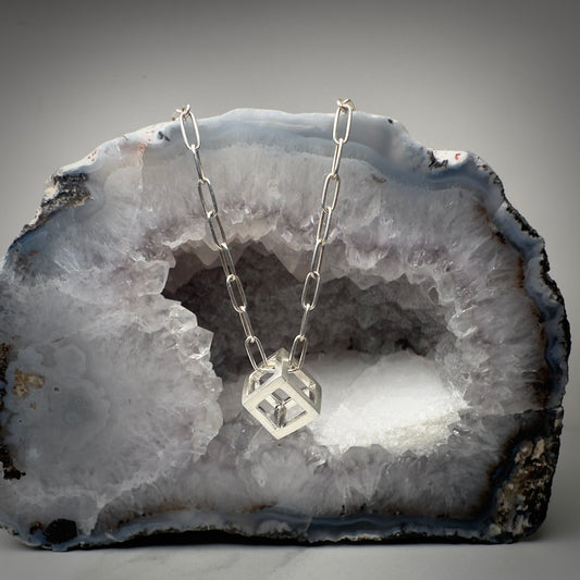 Cube Pendant in Sterling Silver
