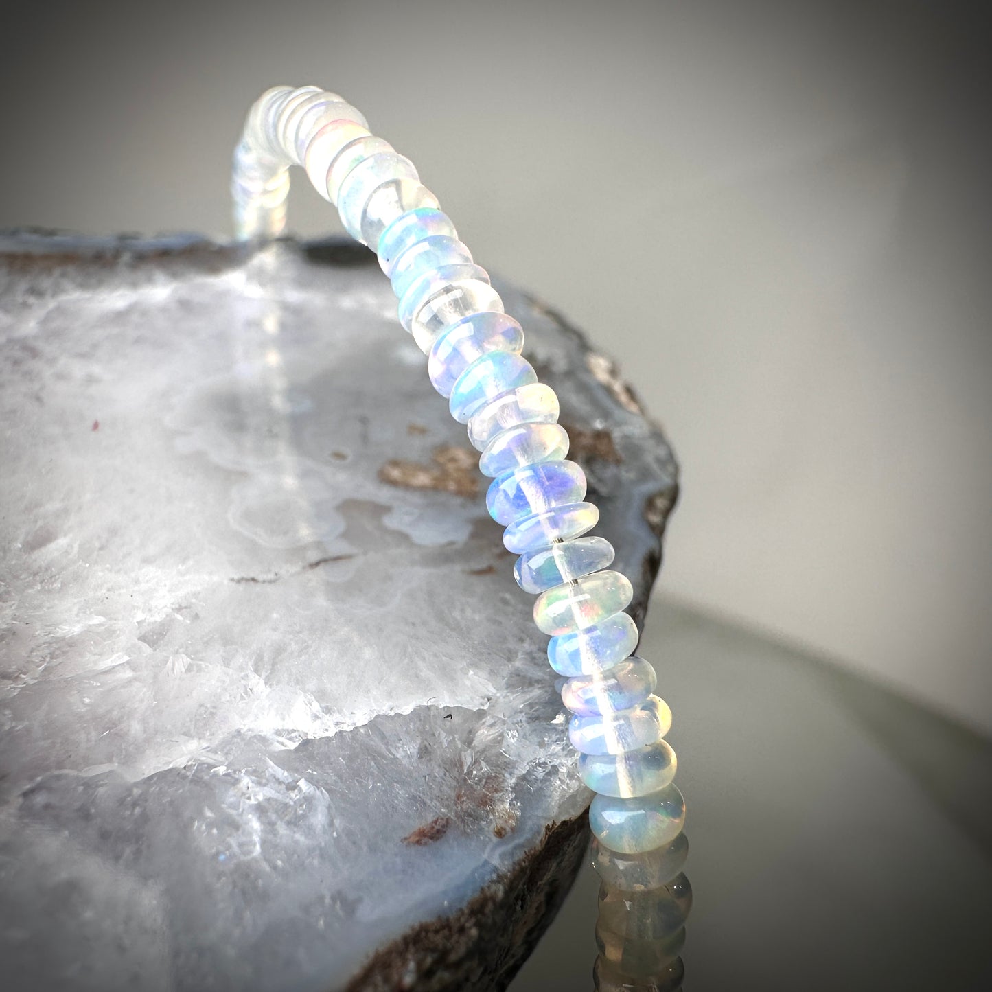 Ethiopian White Opal Bracelet | Sterling Silver