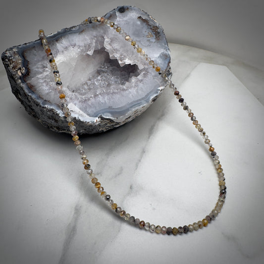 Golden Rutilated Quartz Beaded Necklace