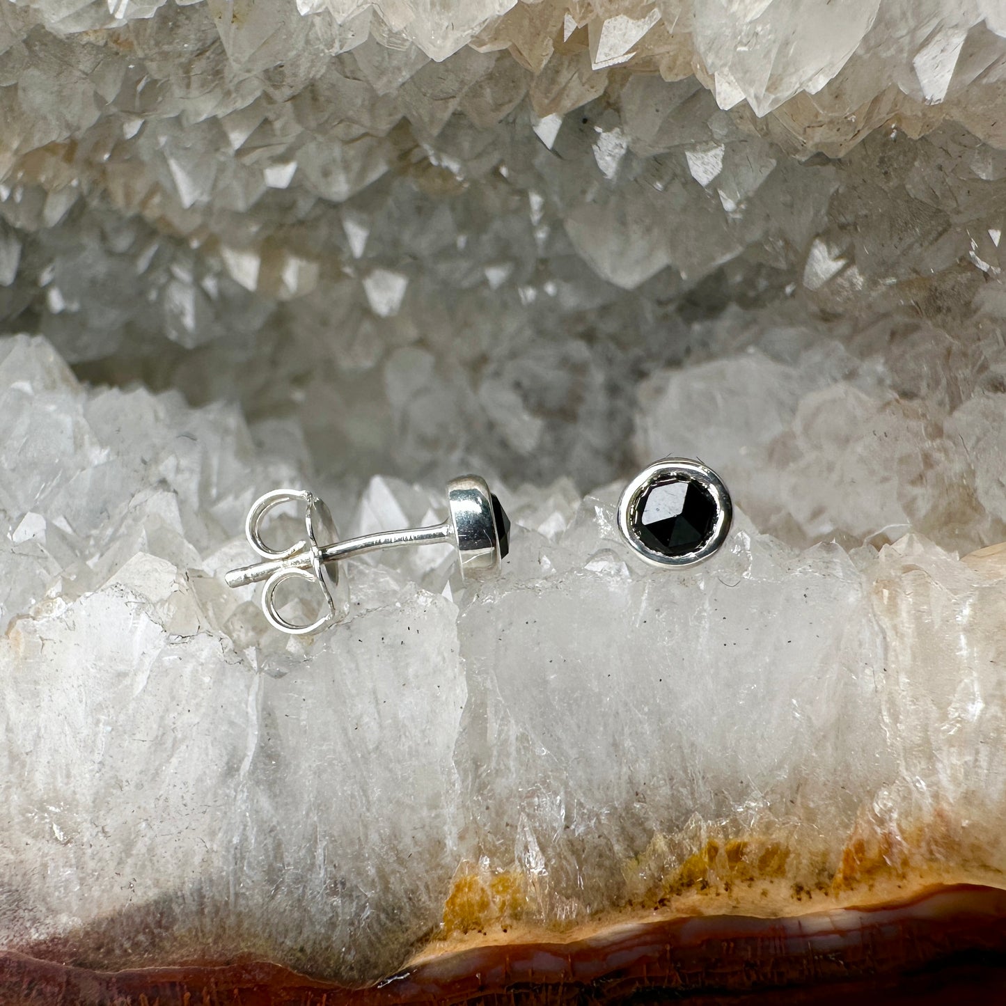 Black Spinel Stud Earrings | Sterling Silver