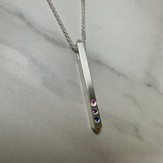 Bisexual Pride Bar Pendant | Sterling Silver