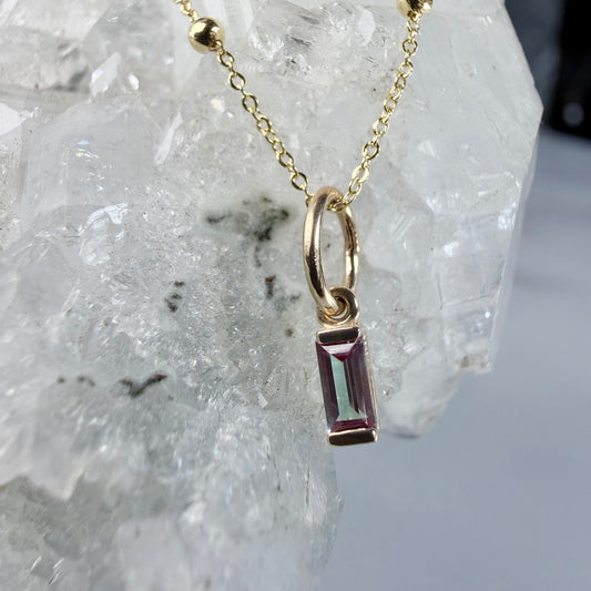 Mini Alexandrite Charm Pendant | 14k Yellow Gold