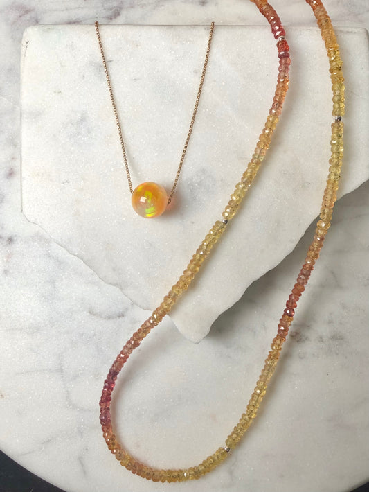 Ethiopian Opal Floating Necklace | 14k Yellow Gold