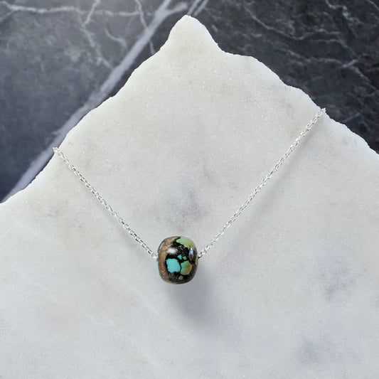Tibetan Turquoise Floating Necklace | Sterling Silver