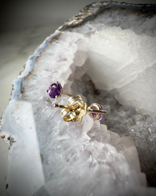 Amethyst Studs | 14k Yellow Gold