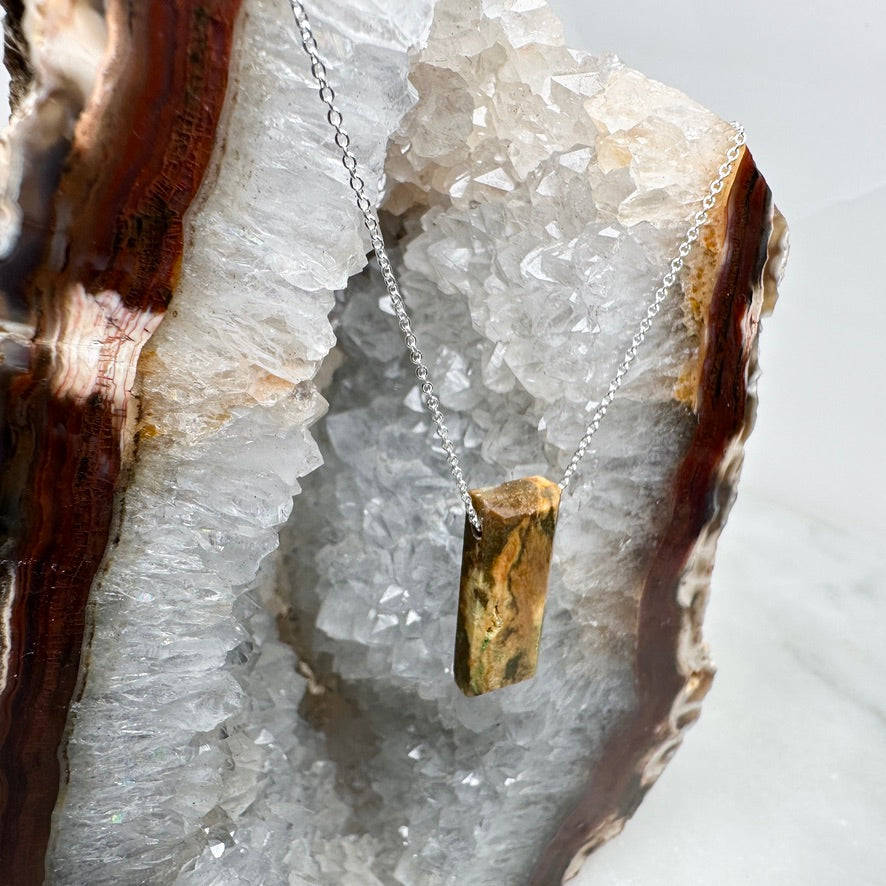 Marbled Jasper Floating Necklace | Sterling Silver