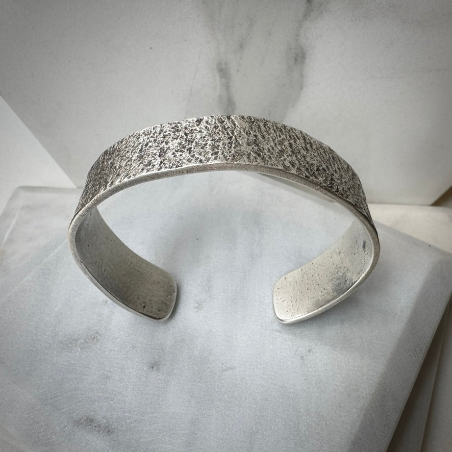 Wide (15mm) Granite Cuff Bracelet | Sterling Silver