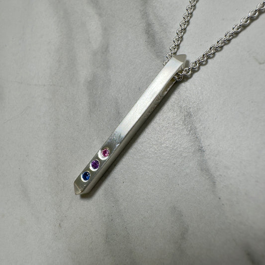 Bisexual Pride Bar Pendant | Sterling Silver
