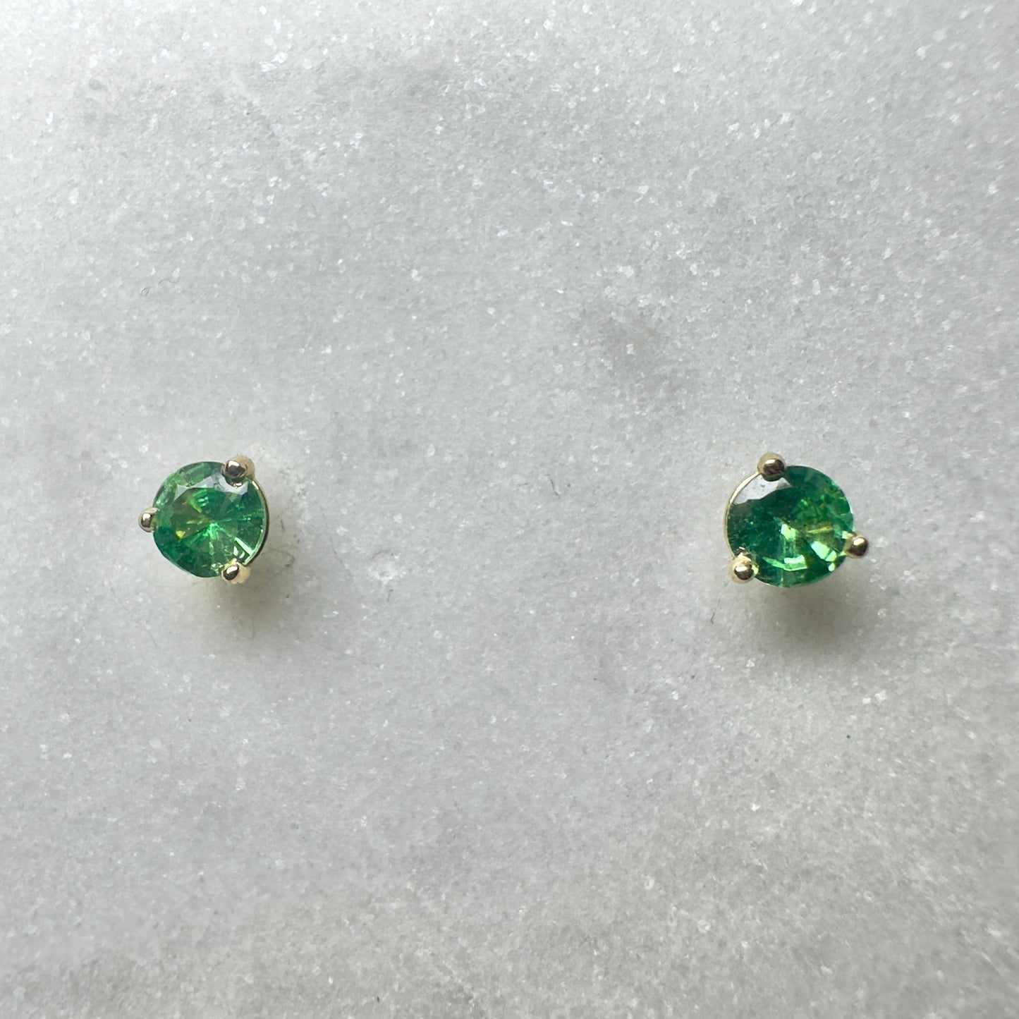Tsavorite Garnet Stud Earrings | 14k Yellow Gold