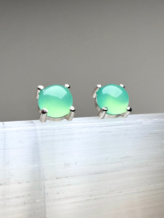 Chrysoprase Stud Earrings | Sterling Silver
