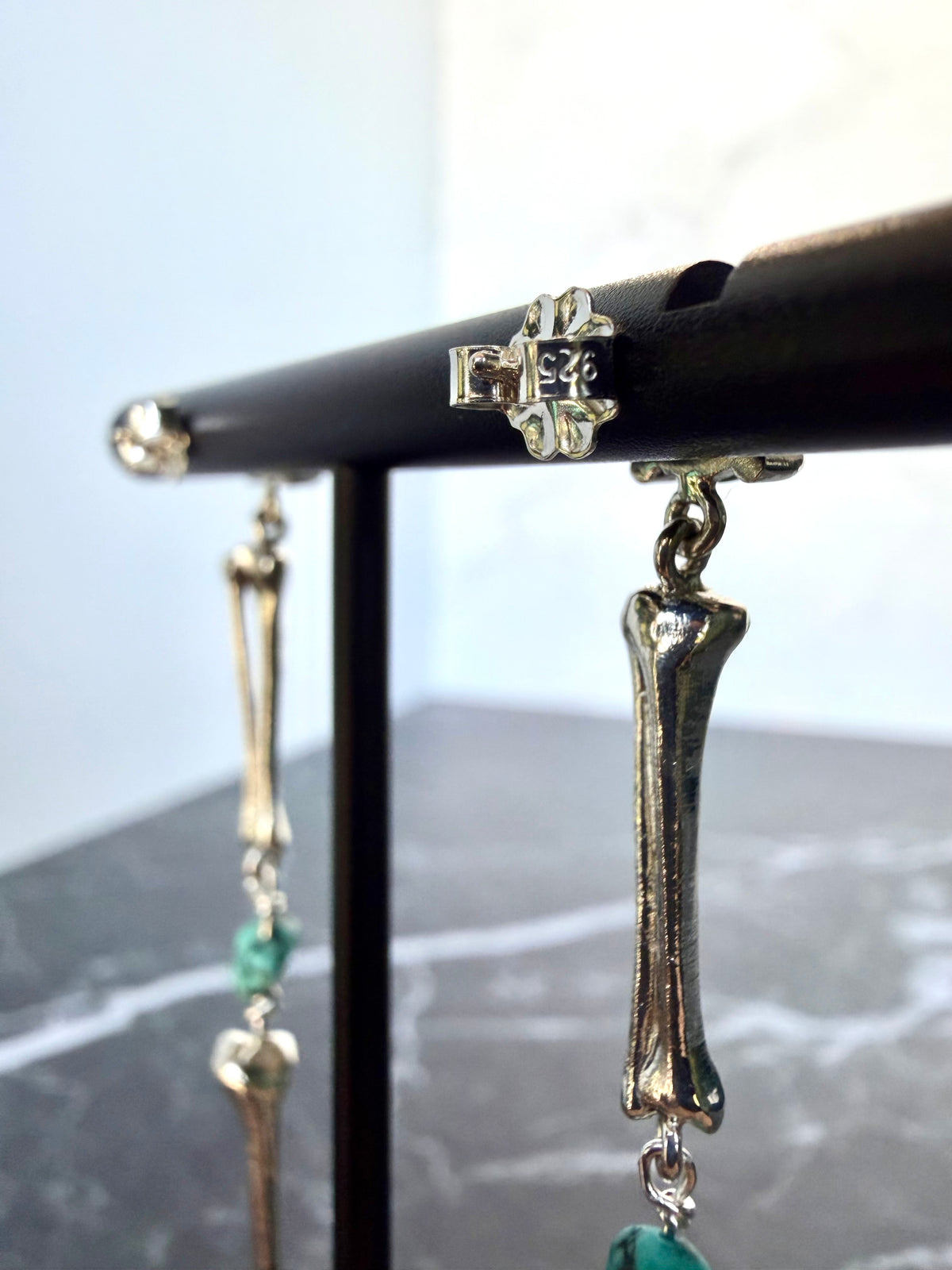 Turquoise Bone Earrings | Sterling Silver