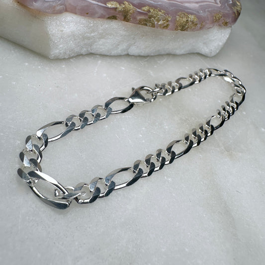 Figaro Chain Bracelet | Sterling Silver