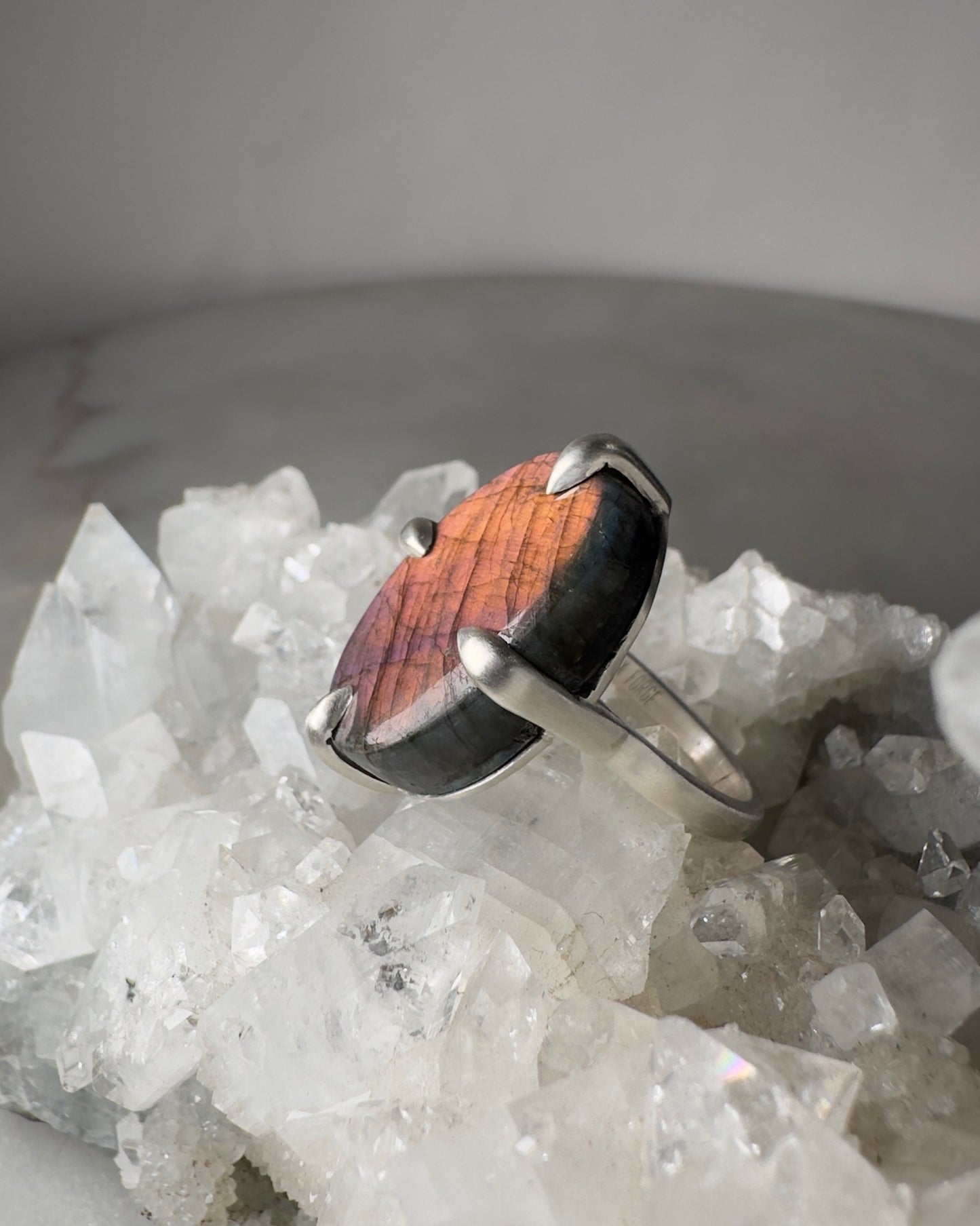 Purple Labradorite Floating Ring | Sterling Silver