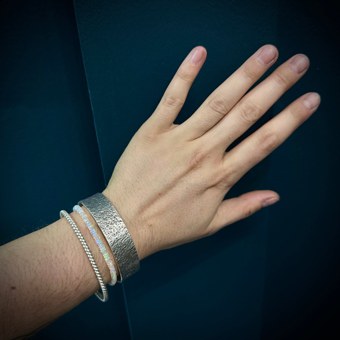 Ethiopian White Opal Bracelet | Sterling Silver