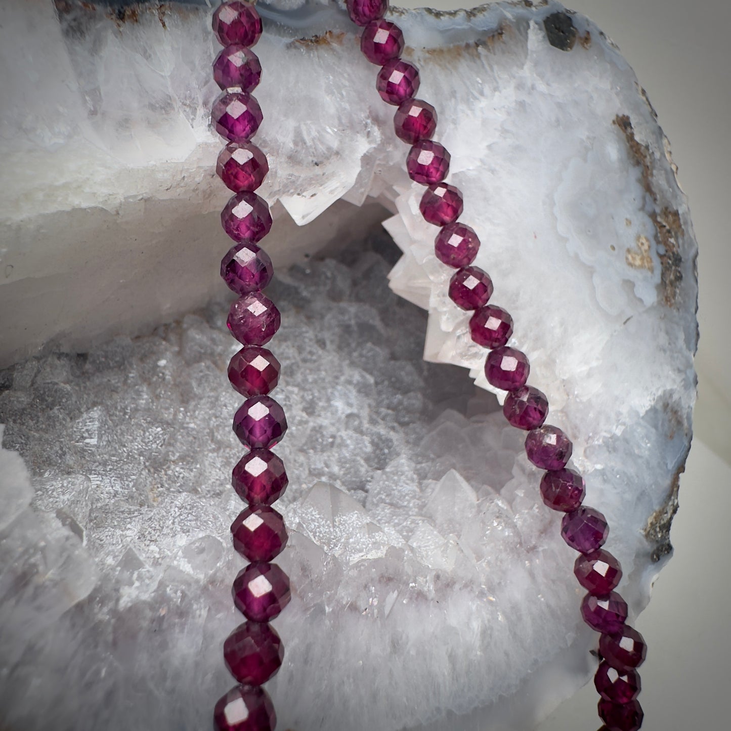Purple Garnet Beaded Necklace