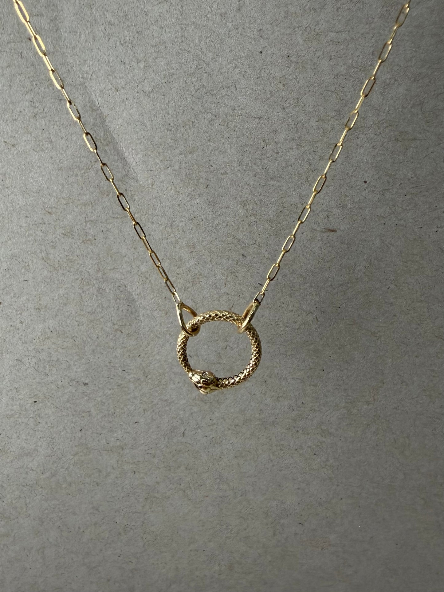 Ouroboros Serpent Necklace | 14k Yellow Gold