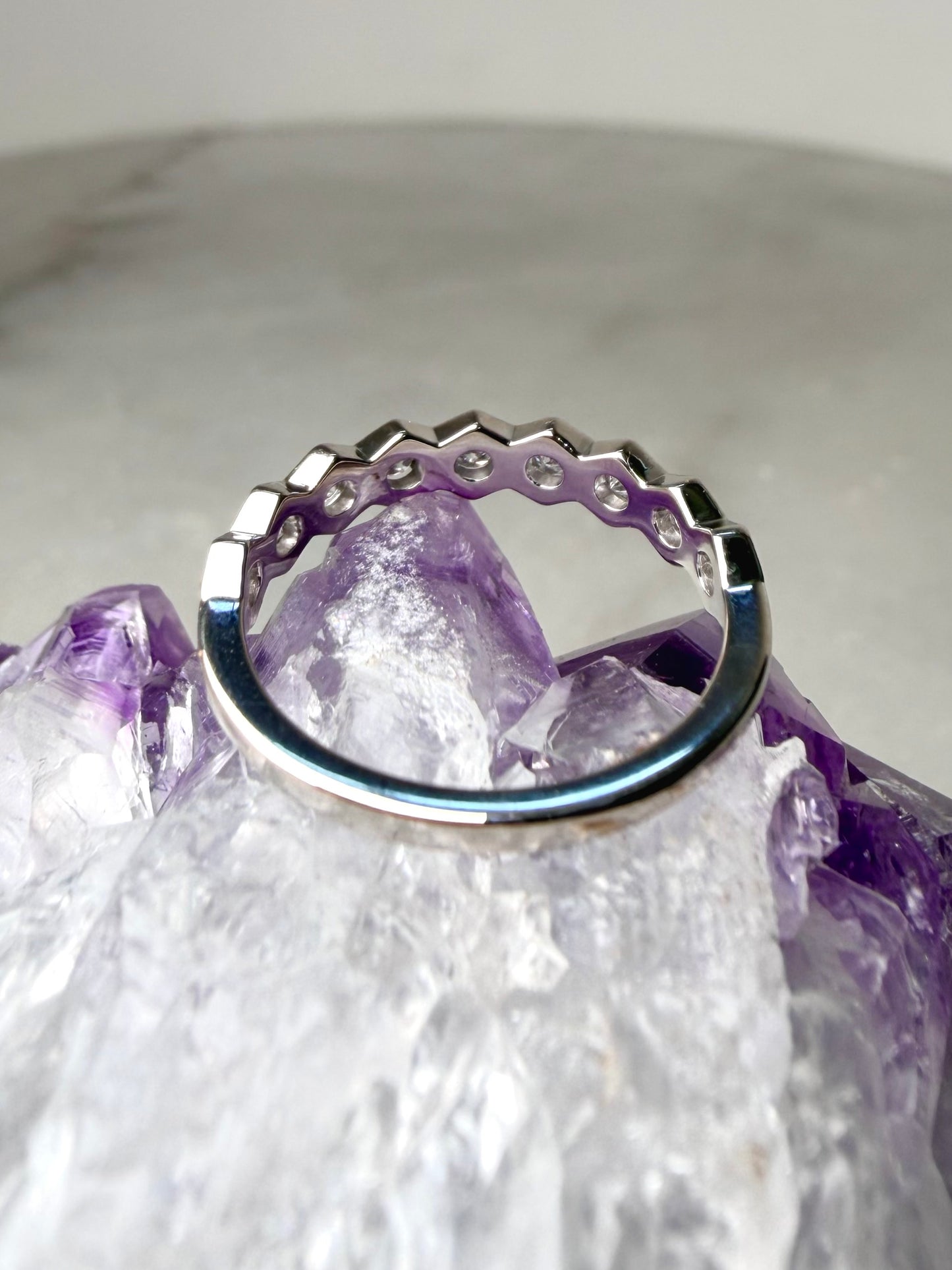 Geometric Lab Grown Diamond Ring | 14k White Gold