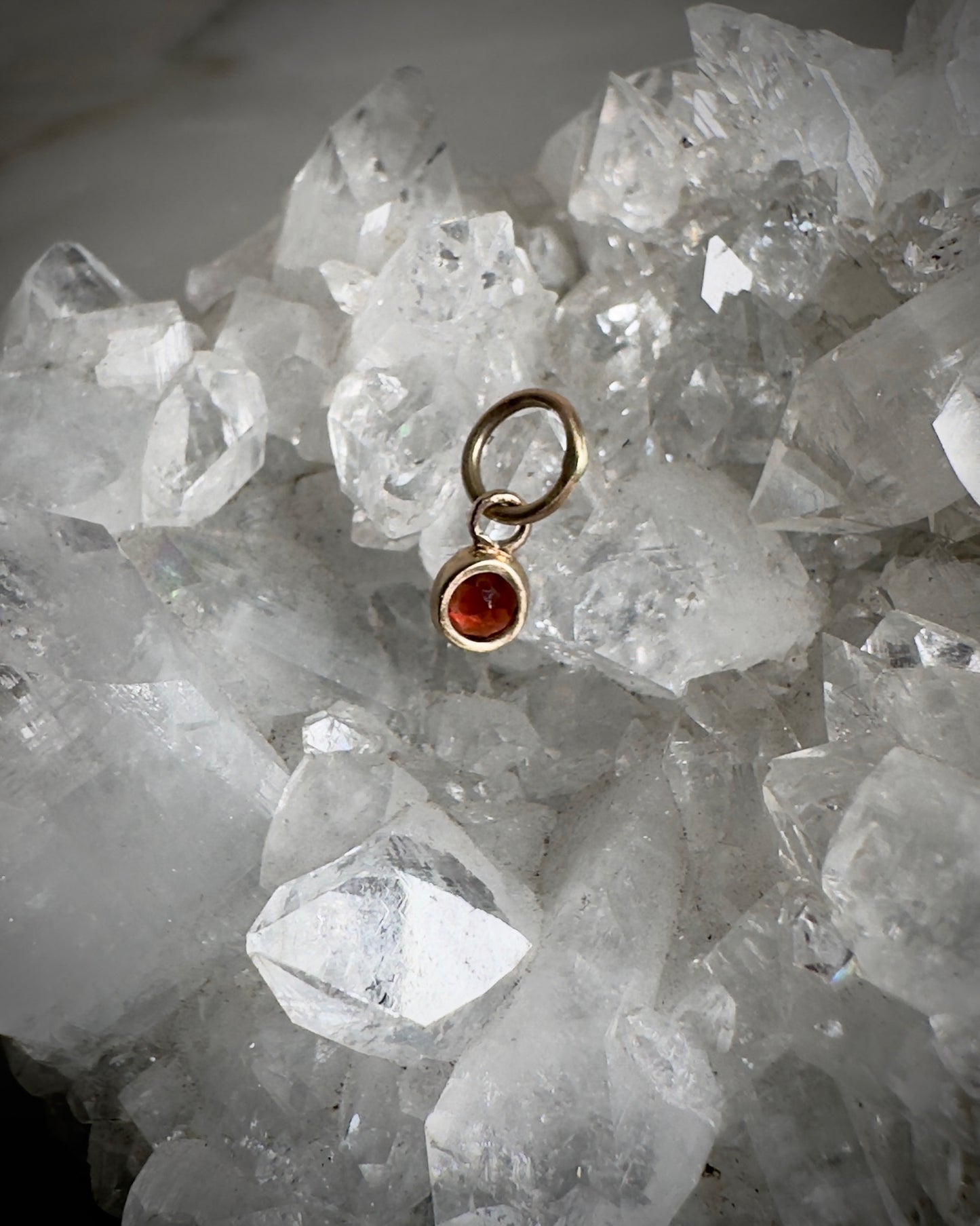 Garnet Charm in 14k Yellow Gold