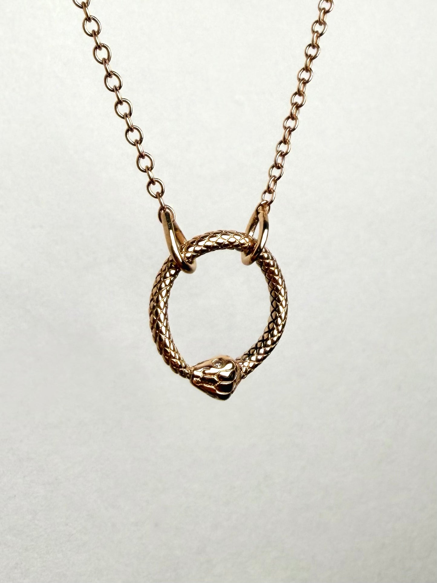 Ouroboros Serpent Necklace | 14k Yellow Gold