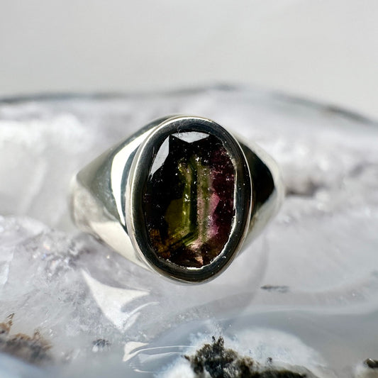Watermelon Tourmaline Ring | Sterling Silver