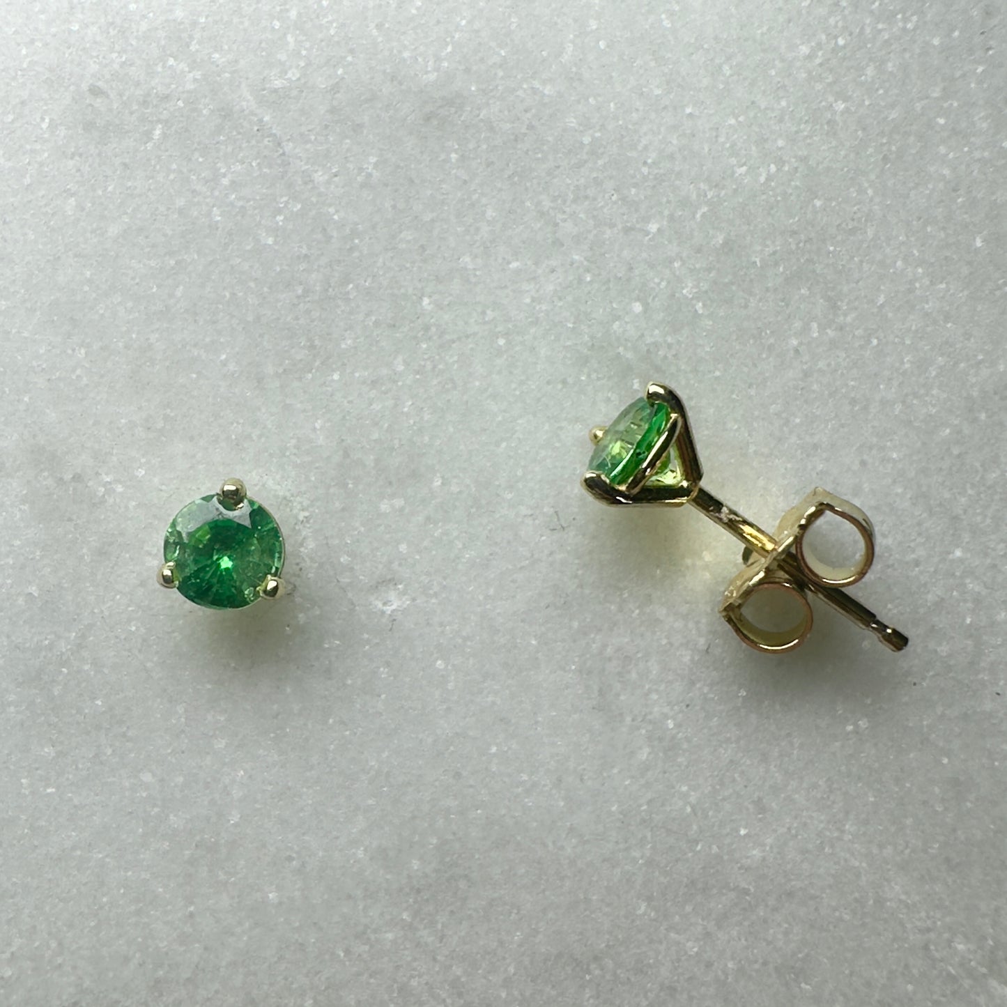 Tsavorite Garnet Stud Earrings | 14k Yellow Gold