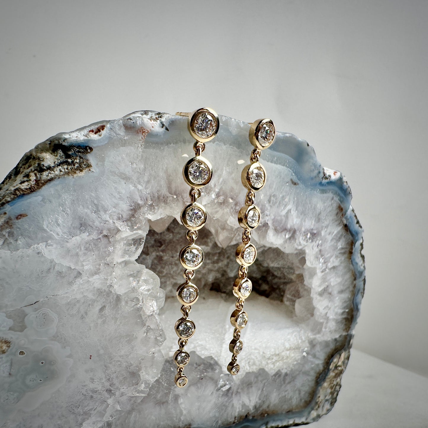 Cascading Diamond Drop Earrings | 14k Yellow Gold