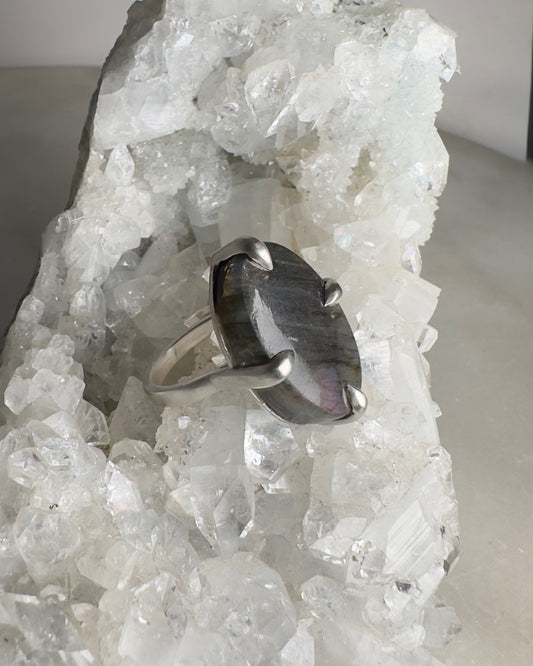 Purple Labradorite Floating Ring | Sterling Silver