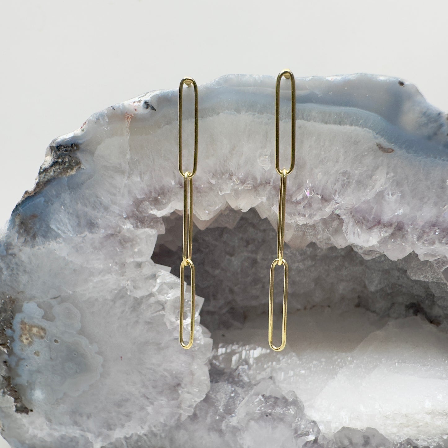 Paperclip Chain Dangle Earrings | 14k Yellow Gold