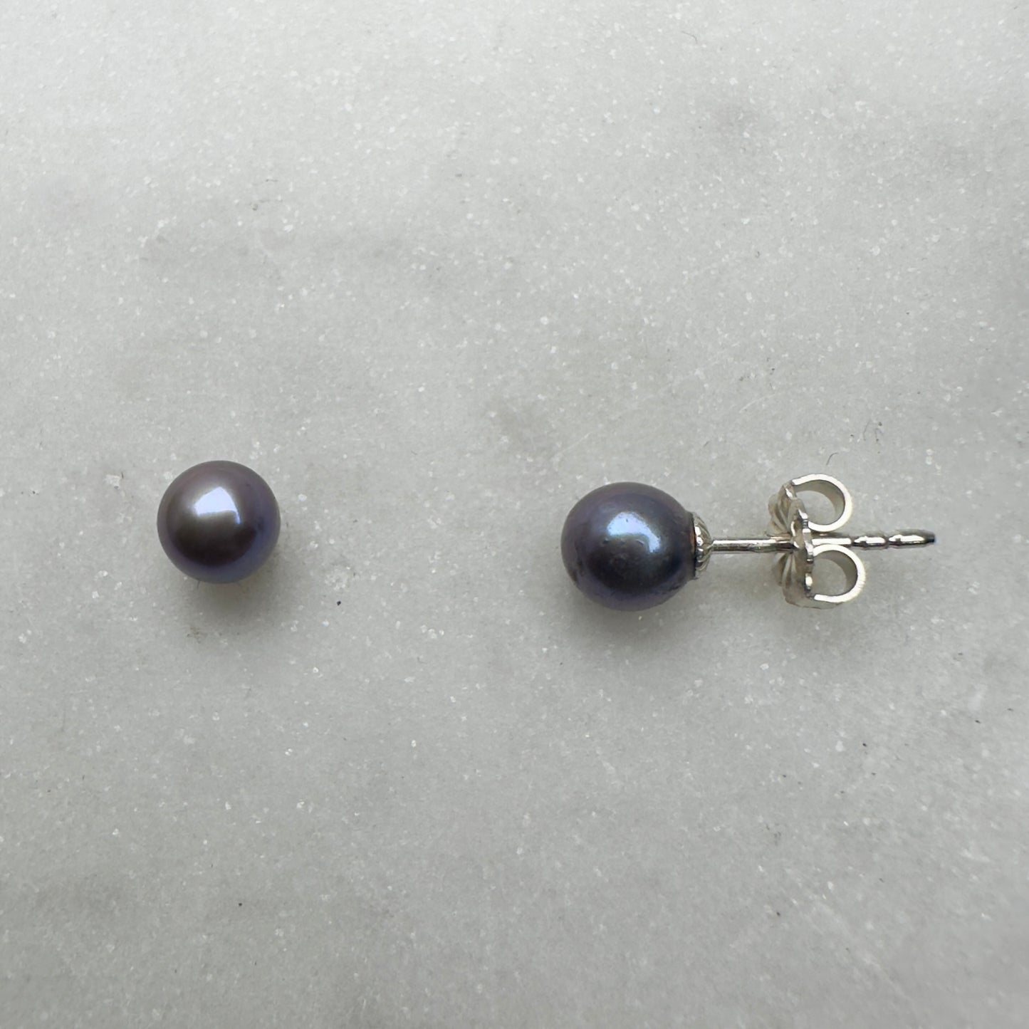 Purple Pearl Stud Earrings | Sterling Silver