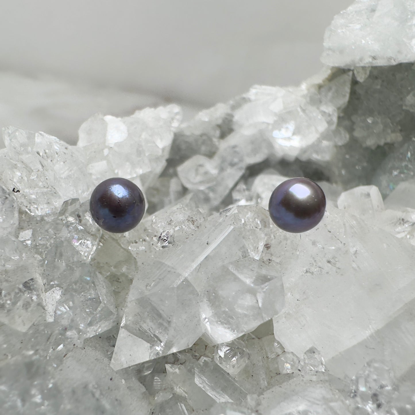 Purple Pearl Stud Earrings | Sterling Silver