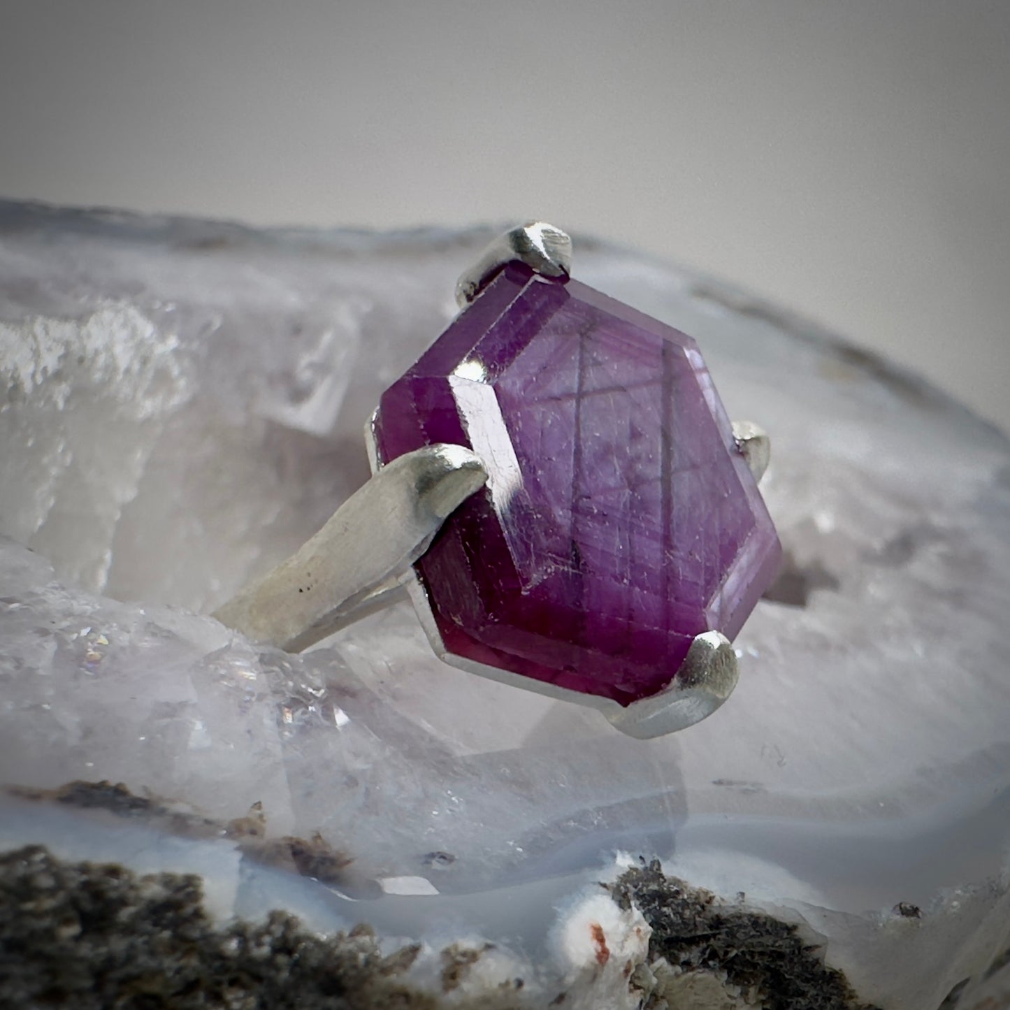 Pink Sapphire Floating Ring
