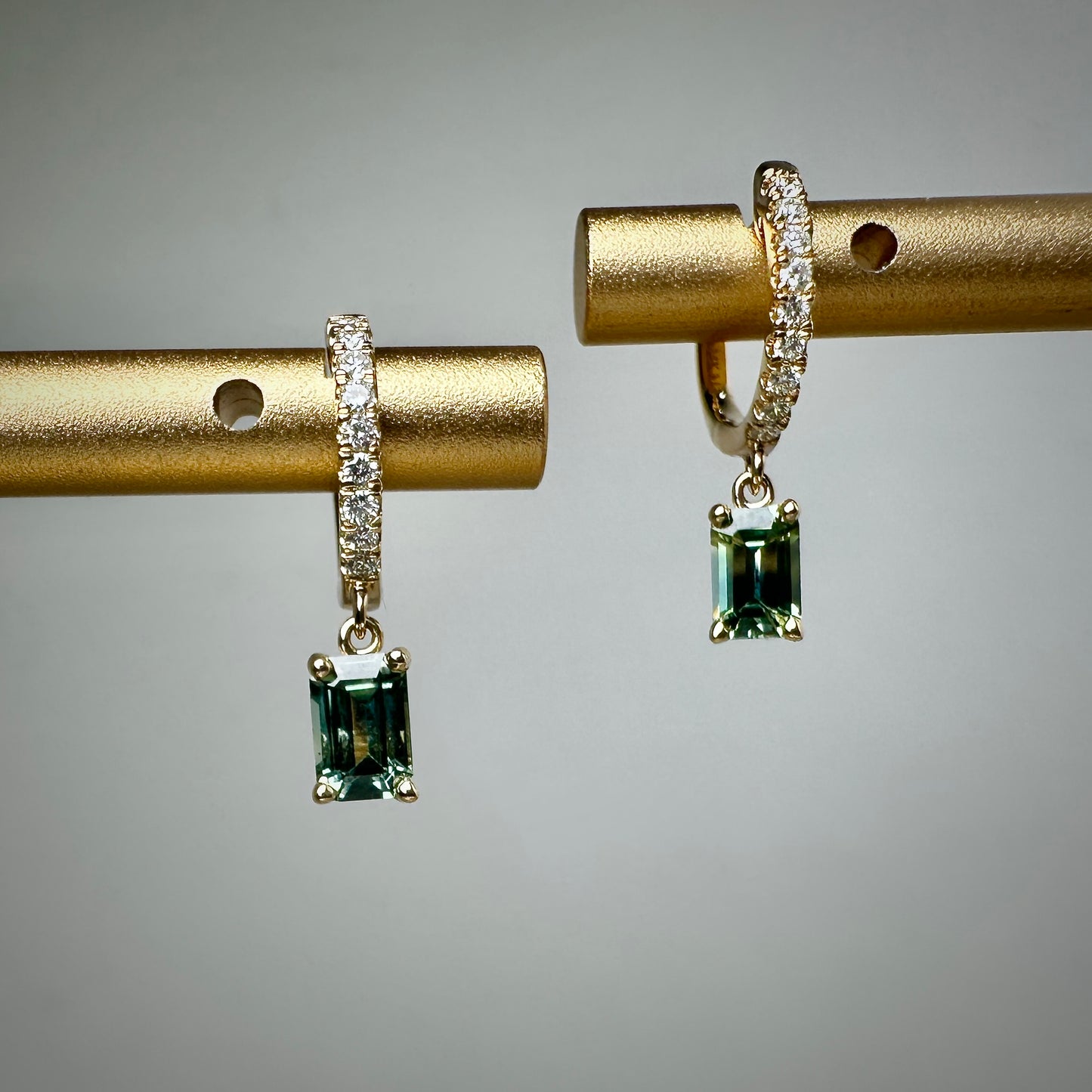 Lab Grown Diamond and Sapphire Drop Earrings | 14k Yellow Gold