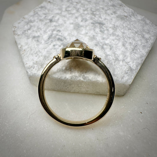 Rose Cut Moissanite Ring | 14k Yellow Gold