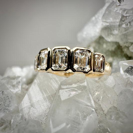 Lab Grown Emerald-Cut Diamond Ring | 14k Yellow Gold
