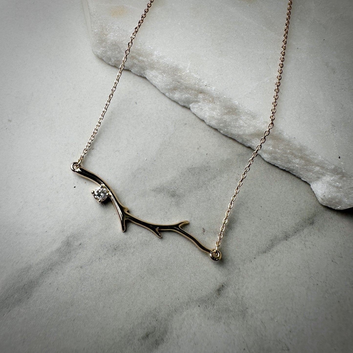 Lab Grown Diamond Branch Necklace | 14k Yellow Gold