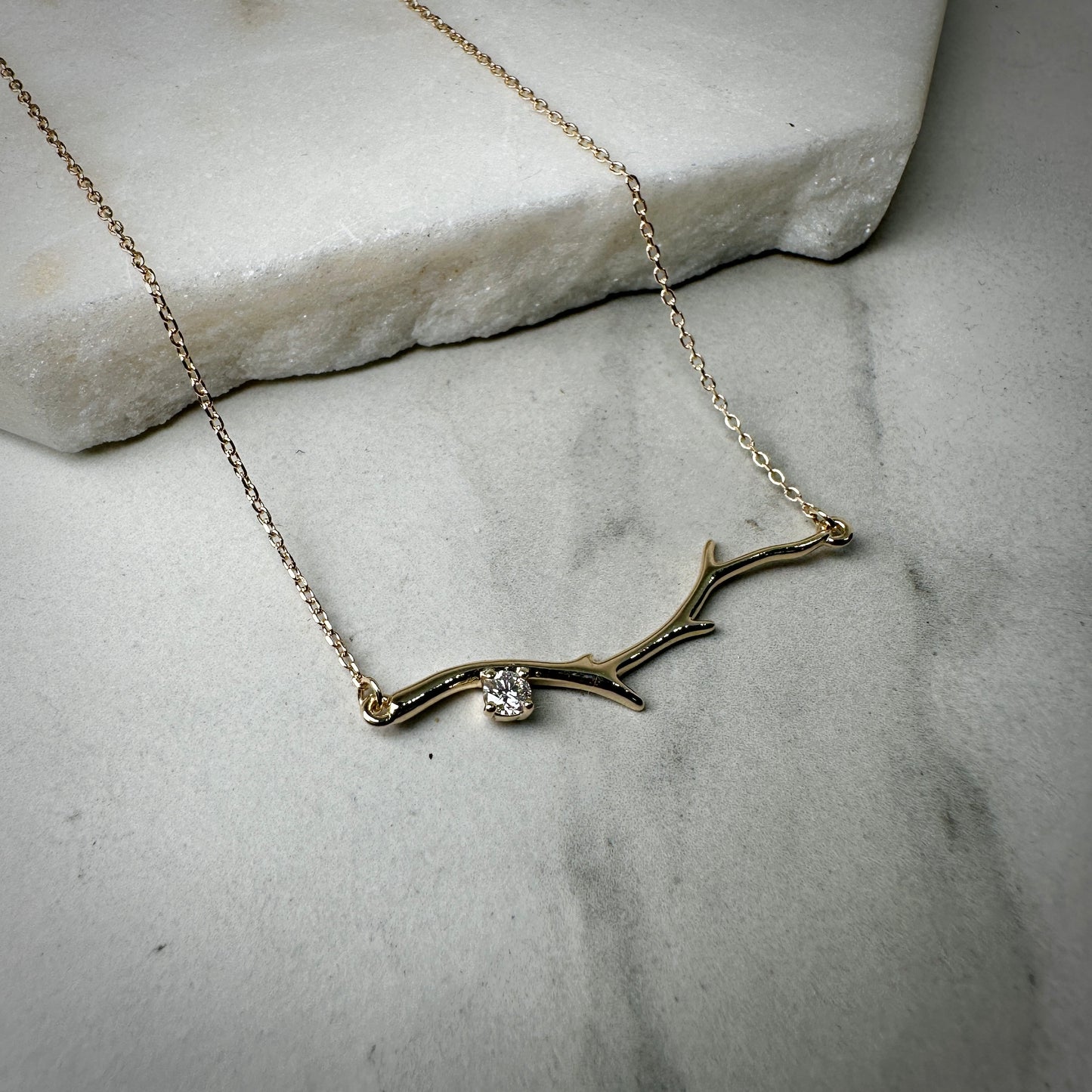 Lab Grown Diamond Branch Necklace | 14k Yellow Gold
