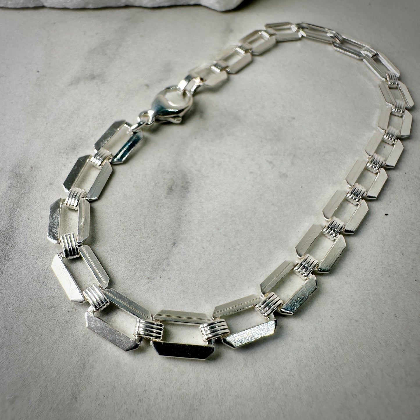 Rectangle Link Bracelet | Sterling Silver
