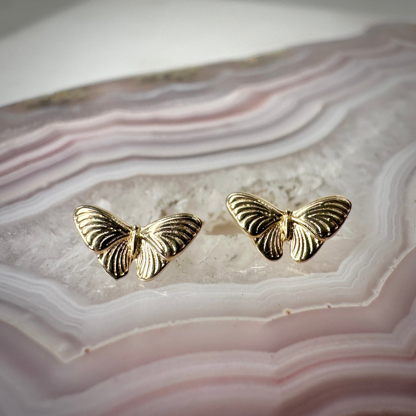 Butterfly Stud Earrings | 14k Yellow Gold